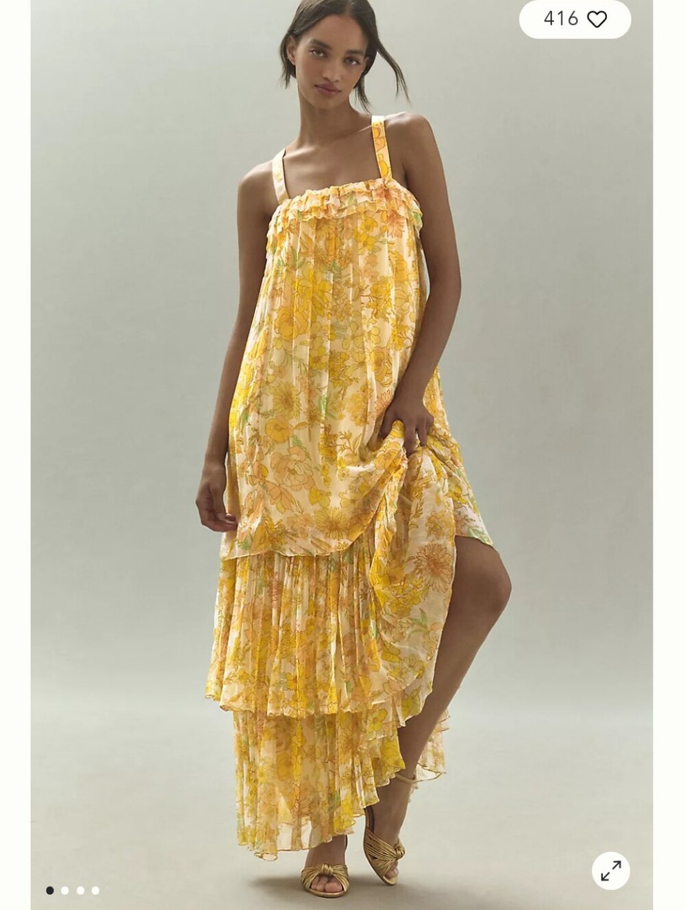 BHLDN Candace Sleeveless Printed Tiered Chiffon Maxi Dress Anthropologie Luxury
